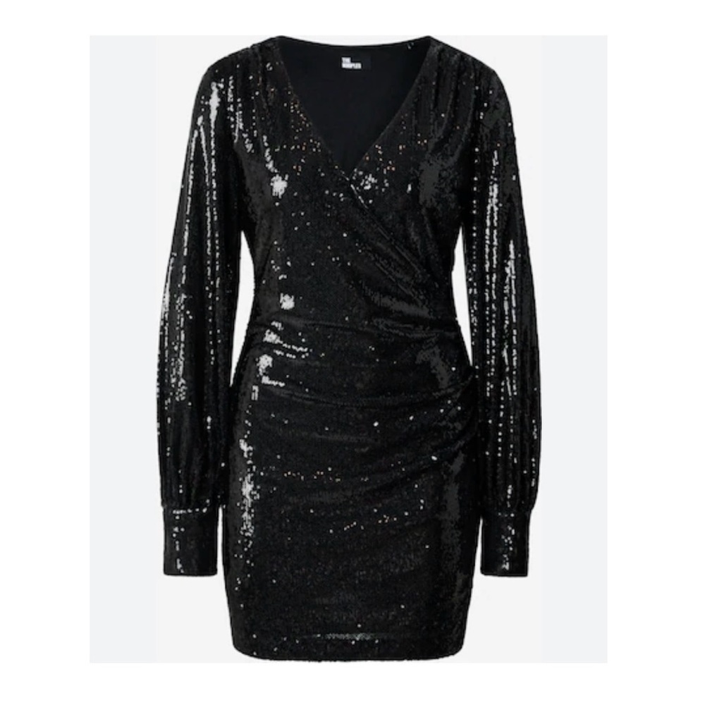 THE KOOPLES French Luxury Shimmering Sequin Draped Mini Dress